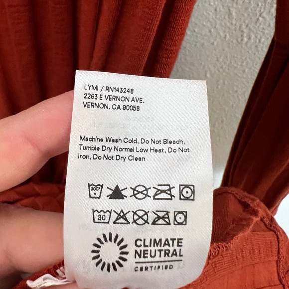 New Reformation Libra Knit Mini Dress Rust Orange Side Slit Long Sleeve Sz S - Picture 8 of 9